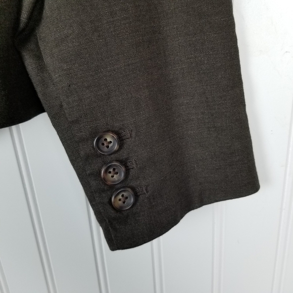 Banana Republic Womens Two Button Linen Blend Blazer Size 4 Brown Flap Pocket - Picture 7 of 12